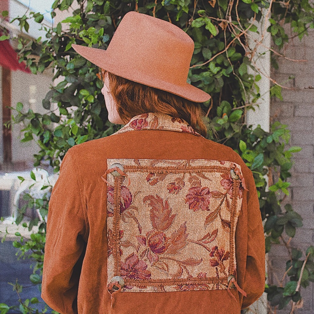 VINTAGE Susan Graver Suede Floral Jacket